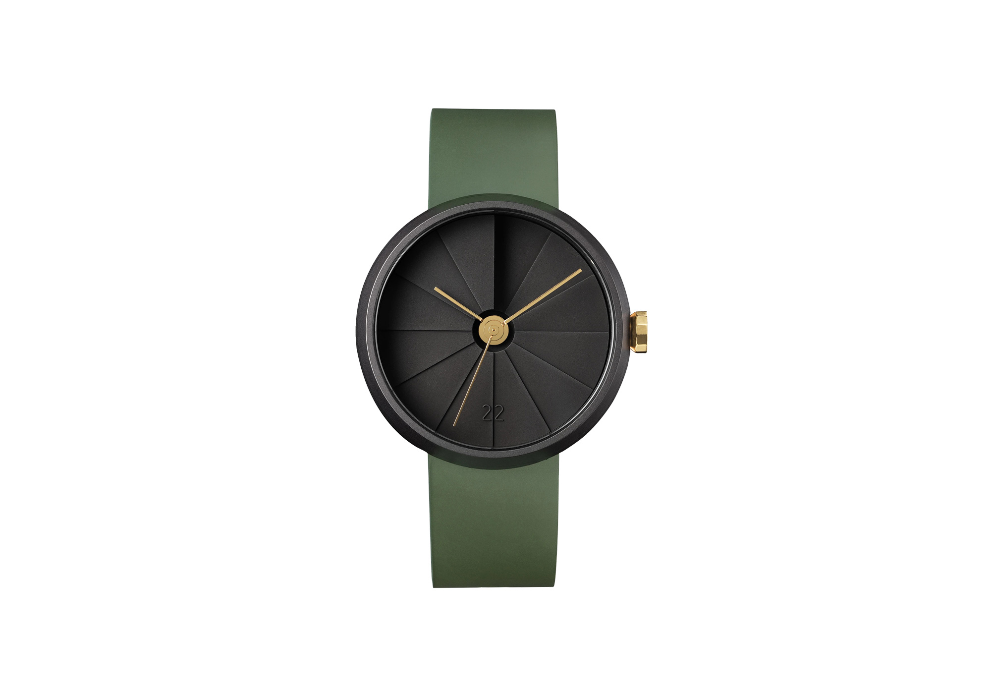 4th Dimension concrete watch, green leather band