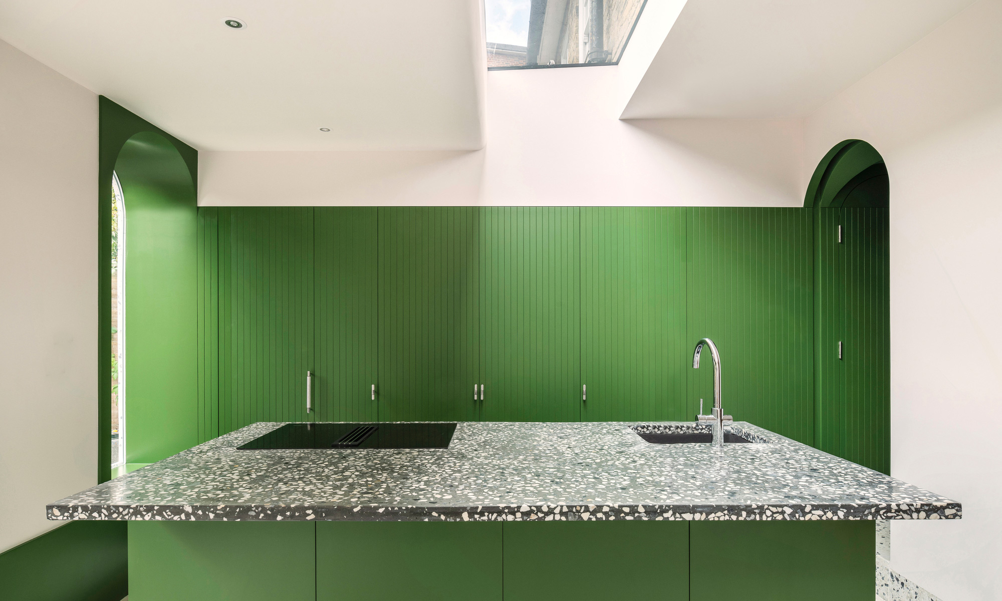 Peppermint bright green kitchen, by Gundry and Ducker,