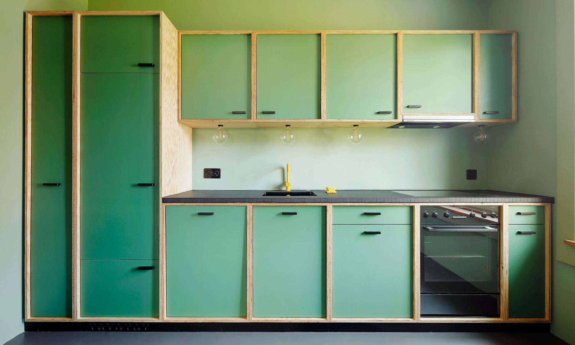 Modern kitchen pale green