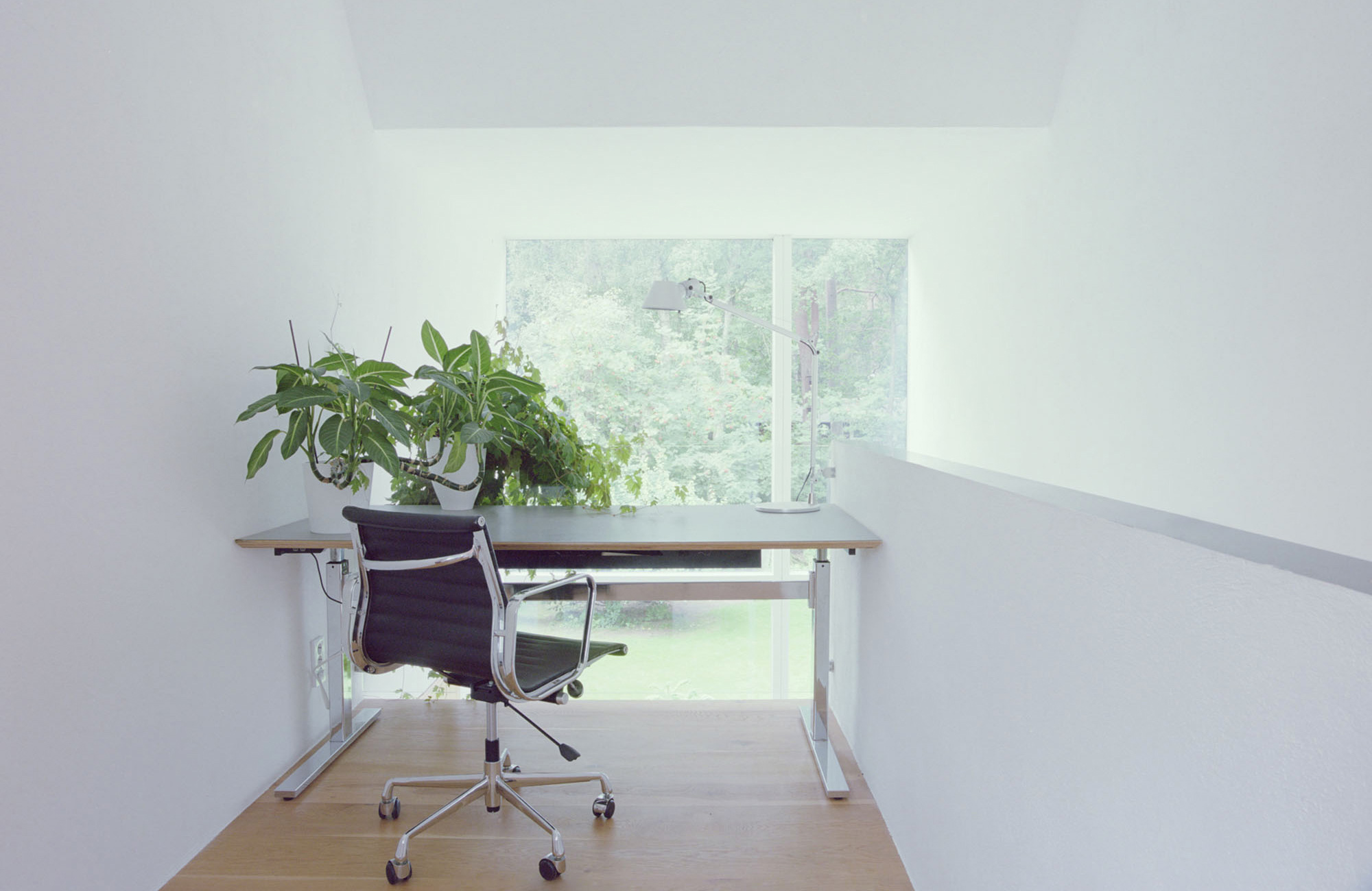 Home office, white minimalism 