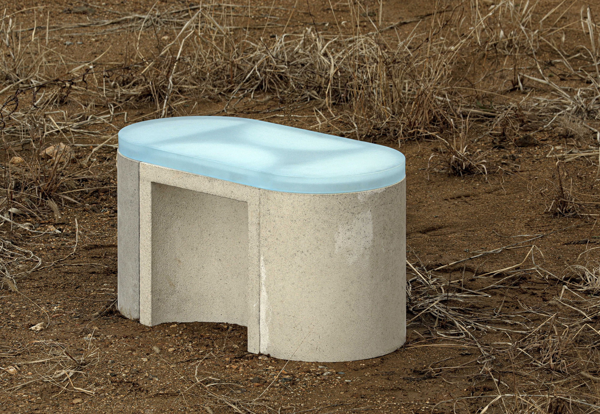 Modular concrete furniture, outdoor stool