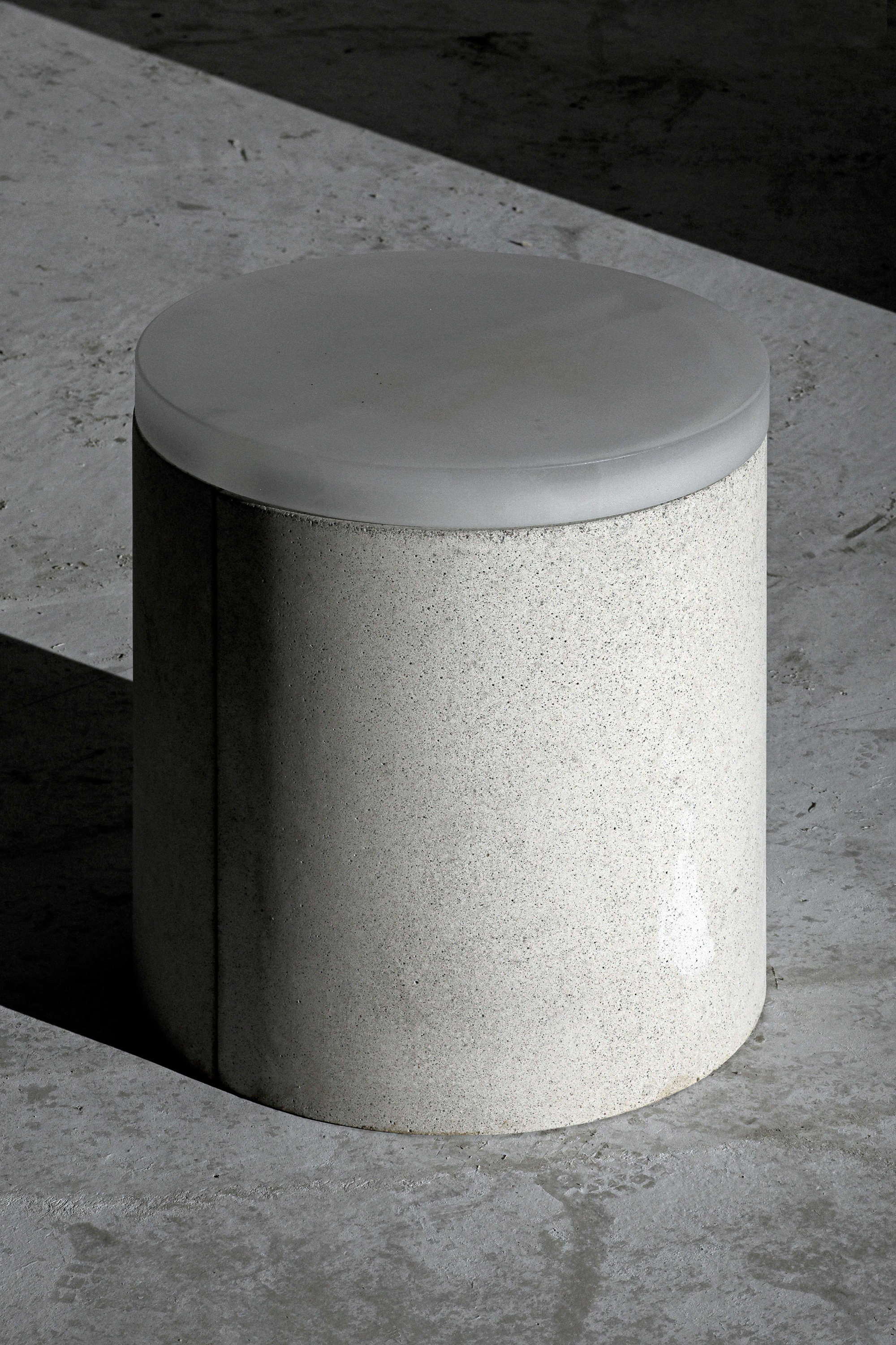 Modular concrete furniture, cylindrical stool