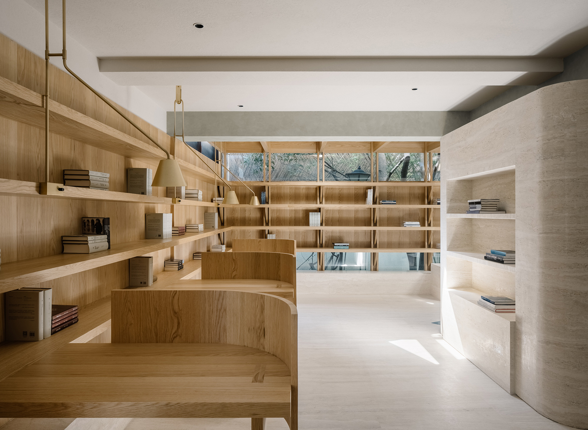 Reading Room Atelier tao+c, wood shelving