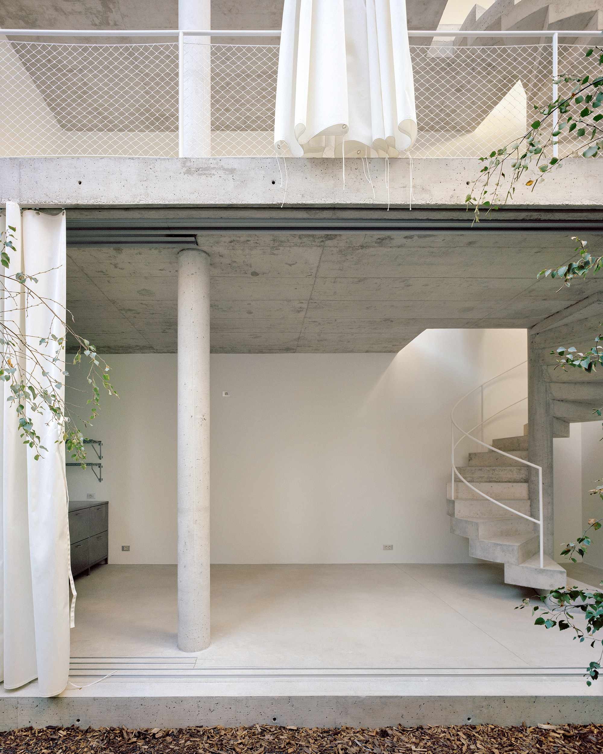 Brutalist concrete interior, single family house