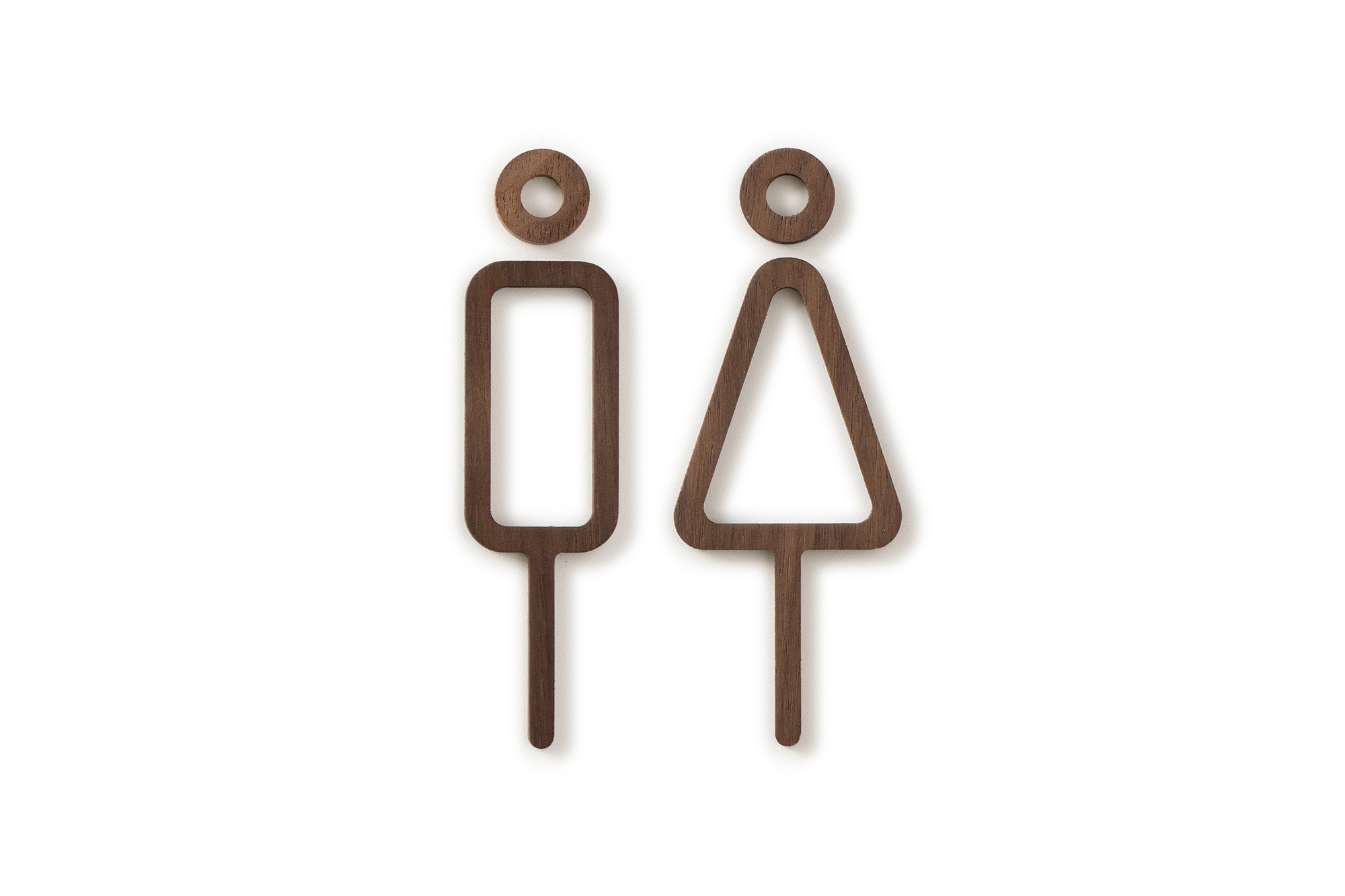 architectural signs, restrooms wood