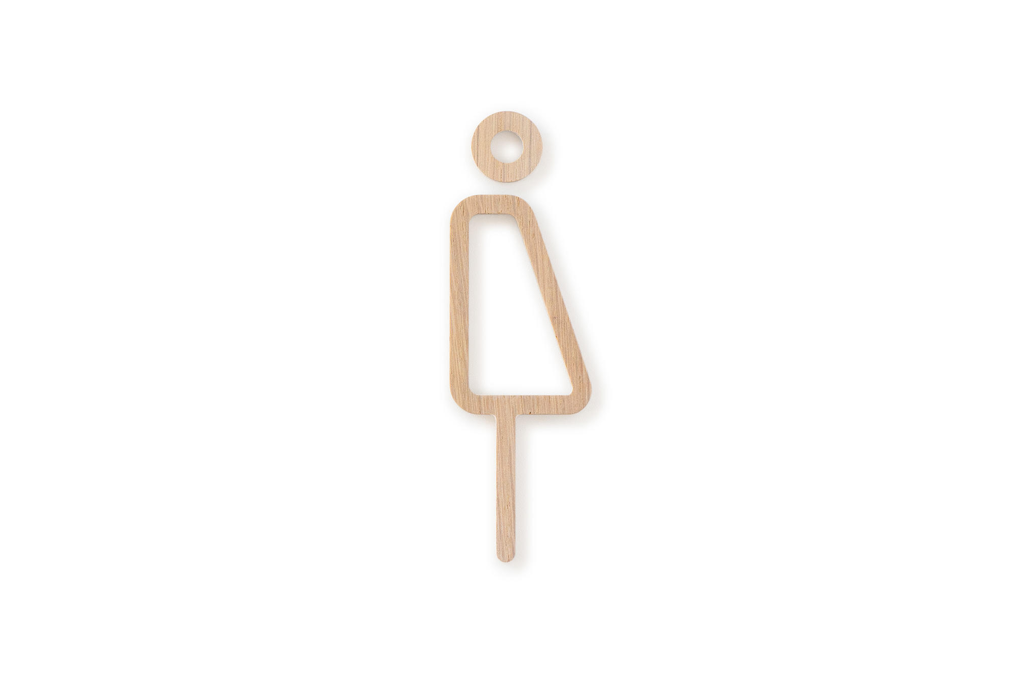 architectural signs, gender less restroom sign in light wood