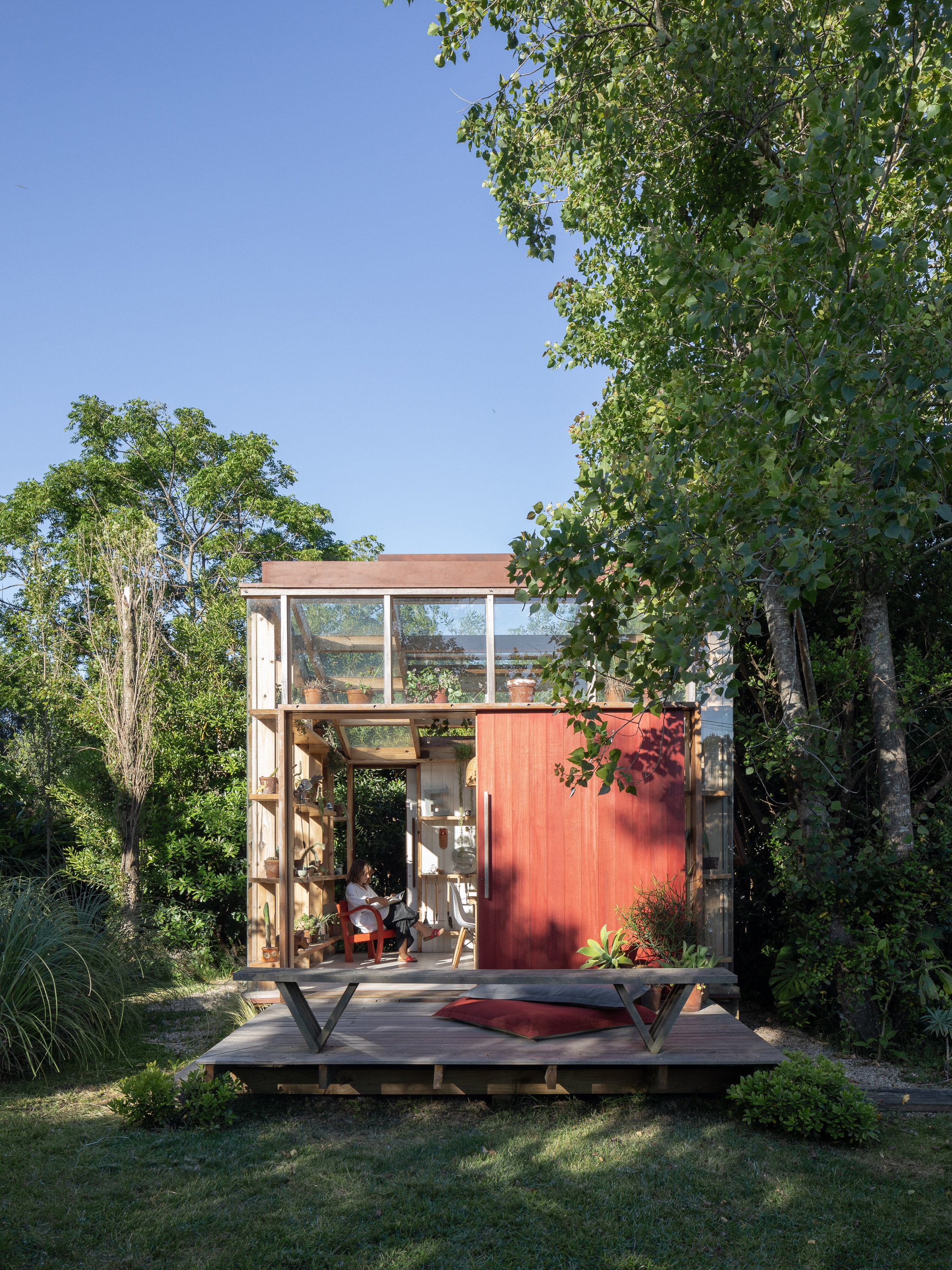 Backyard home office greenhouse