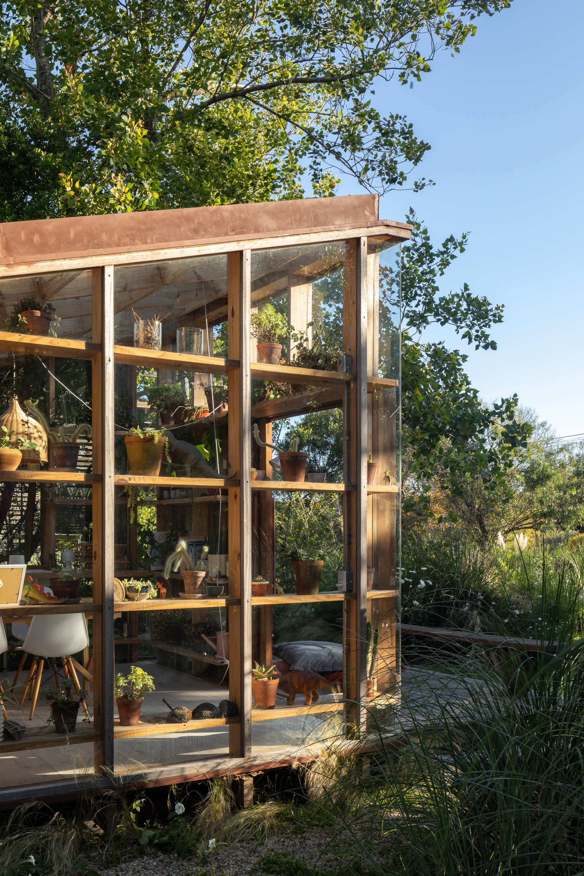 Backyard home office greenhouse