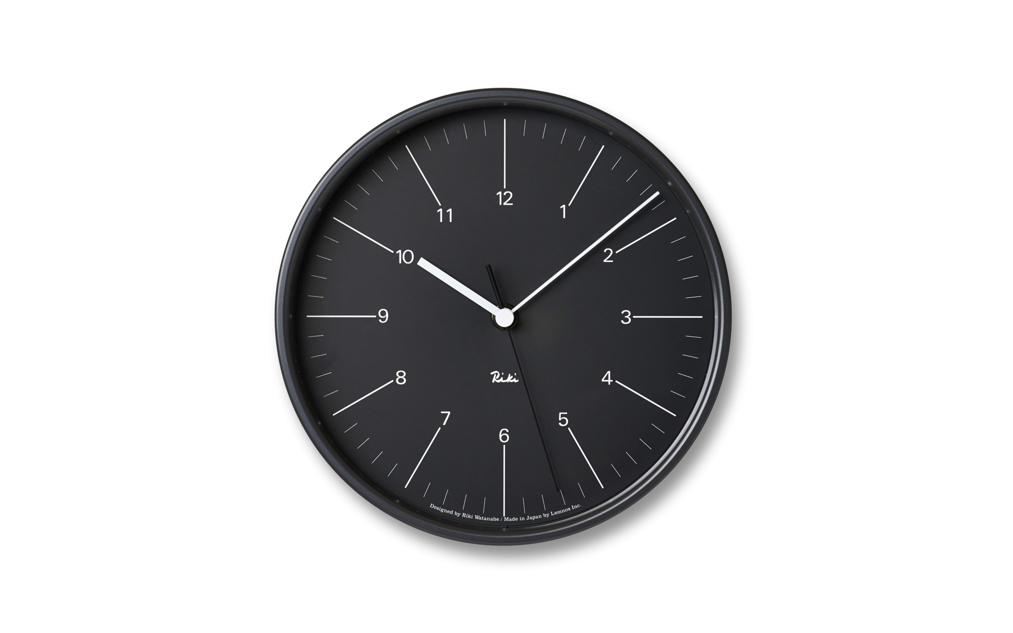 Minimalist Wall Clock, Lemnos Riki Steel Clock Black