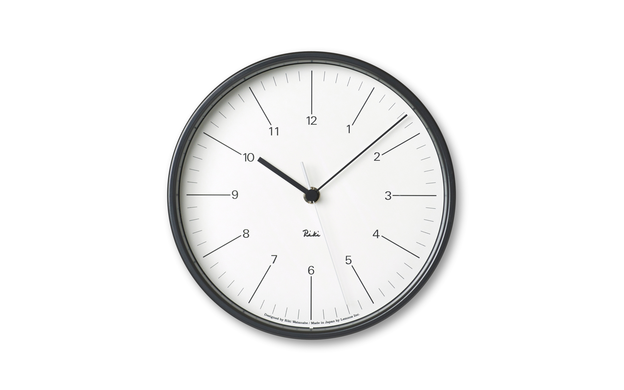 Minimalist Wall Clock, Lemnos Riki Steel Clock White